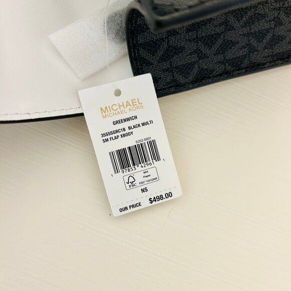 Michael Kors Purse Greenwich Small Signature Logo Crossbody Bag Black - Picture 9 of 11